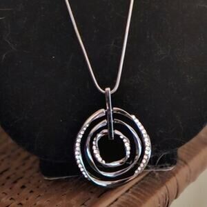 Alfani Hematite-Tone Pave Multi-Circle Pendant Necklace, 36" + 2" extender